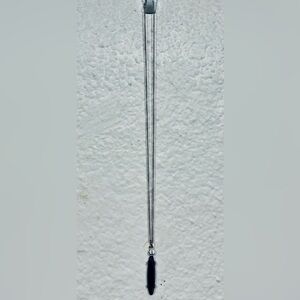 Vintage Silver-tone Chain Necklace with Black Pendant